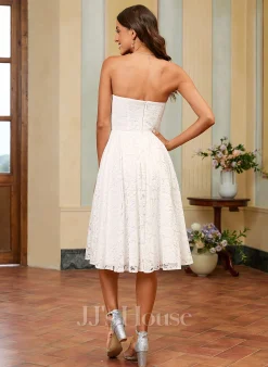 JJsHouse Robe Trapèze Cache Cœur Longueur Genou Dentelle Robe De Mariée -Voiles mariée soldes 016af7f05d2dd4d4aed8146a57165682