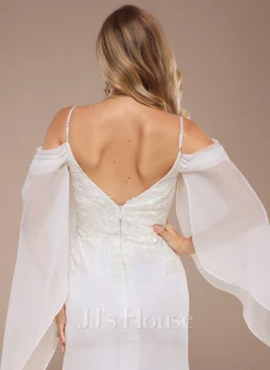 JJsHouse Forme Sirène/trompette Accueil Froid Balayage/pinceau Train Mousseline Dentelle Robe De Mariée -Voiles mariée soldes 0a242f6f3895c180d95ce5b690351016