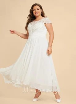 JJsHouse Robe Trapèze Scoop Asymétrique Mousseline Dentelle Robe De Mariée -Voiles mariée soldes 35994cab4aefd7ecbec23d264ad74c4c