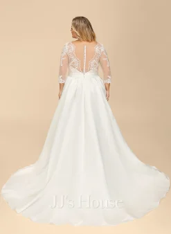 JJsHouse Robe Marquise/princesse Traîne Moyenne Dentelle Satiné Robe De Mariée Avec Plissé -Voiles mariée soldes 3c2ae27fbcf8e2cb538a6d1b0f51bf91