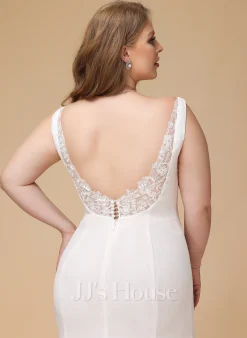 JJsHouse Forme Sirène/trompette Carré Balayage/pinceau Train Mousseline Dentelle Robe De Mariée -Voiles mariée soldes 4af1eff73b52310e9f0b54d19af3a646