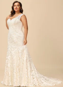 JJsHouse Forme Sirène/trompette Col V Traîne Moyenne Dentelle Robe De Mariée 17 JJsHouse Forme Sirène/trompette Col V Traîne Moyenne Dentelle Robe De Mariée -Voiles mariée soldes 5976aea4d0197418ea6f0eb55a2f4a80