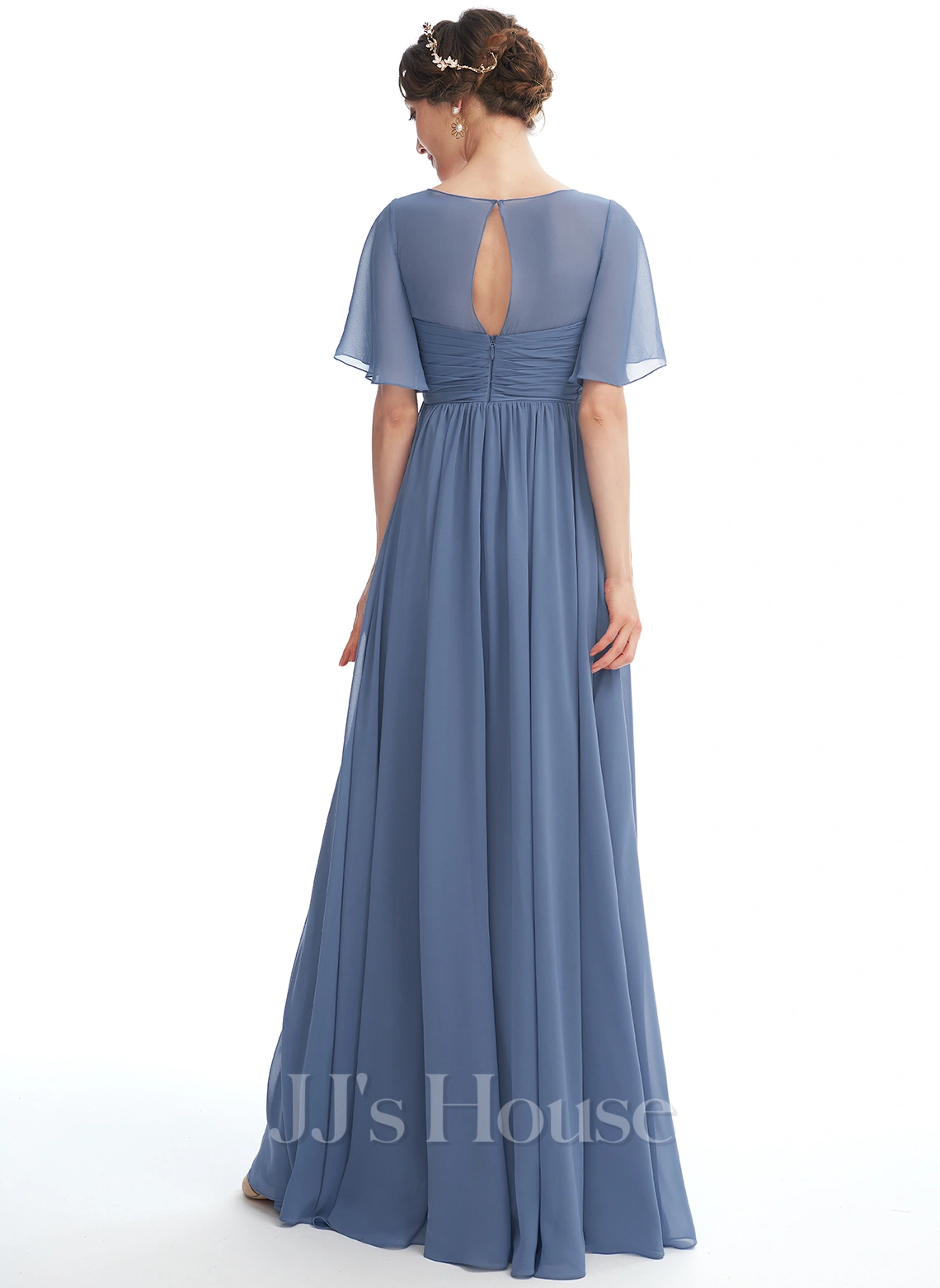 JJsHouse Robe Trapèze Col V Longueur Ras Du Sol Mousseline Robe De Demoiselle D'honneur - Enceinte Avec Plissé 2 JJsHouse Robe Trapèze Col V Longueur Ras Du Sol Mousseline Robe De Demoiselle D'honneur - Enceinte Avec Plissé – Image 2