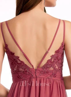 JJsHouse Robe Trapèze Col V Longueur Ras Du Sol Mousseline Robe De Demoiselle D'honneur - Enceinte Avec Plissé -Voiles mariée soldes 5e58906fdf3ada3d732c809ffbac18f0