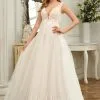 JJsHouse Robe Marquise/princesse Col V Balayage/pinceau Train Dentelle Tulle Robe De Mariée Avec Paillettes