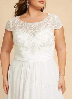 JJsHouse Robe Trapèze Scoop Asymétrique Mousseline Dentelle Robe De Mariée -Voiles mariée soldes 82662668c506ccc6107b345512a1c7dc