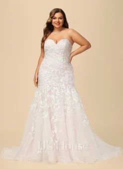JJsHouse Forme Sirène/trompette Cache Cœur Traîne Moyenne Dentelle Tulle Robe De Mariée -Voiles mariée soldes 851f8653734b7fe7d1cc3ab5d6b14b5e