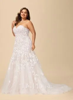 JJsHouse Forme Sirène/trompette Cache Cœur Traîne Moyenne Dentelle Tulle Robe De Mariée -Voiles mariée soldes 8765d6cd642ebfa35f3b7e2d289ede8e