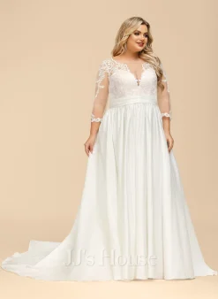 JJsHouse Robe Marquise/princesse Traîne Moyenne Dentelle Satiné Robe De Mariée Avec Plissé -Voiles mariée soldes 91b1c8bbc19b35c10168556c1c80952a