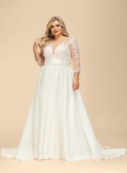 JJsHouse Robe Marquise/princesse Traîne Moyenne Dentelle Satiné Robe De Mariée Avec Plissé -Voiles mariée soldes 9a46a612ce38a5f1d99b98943cd57dc0