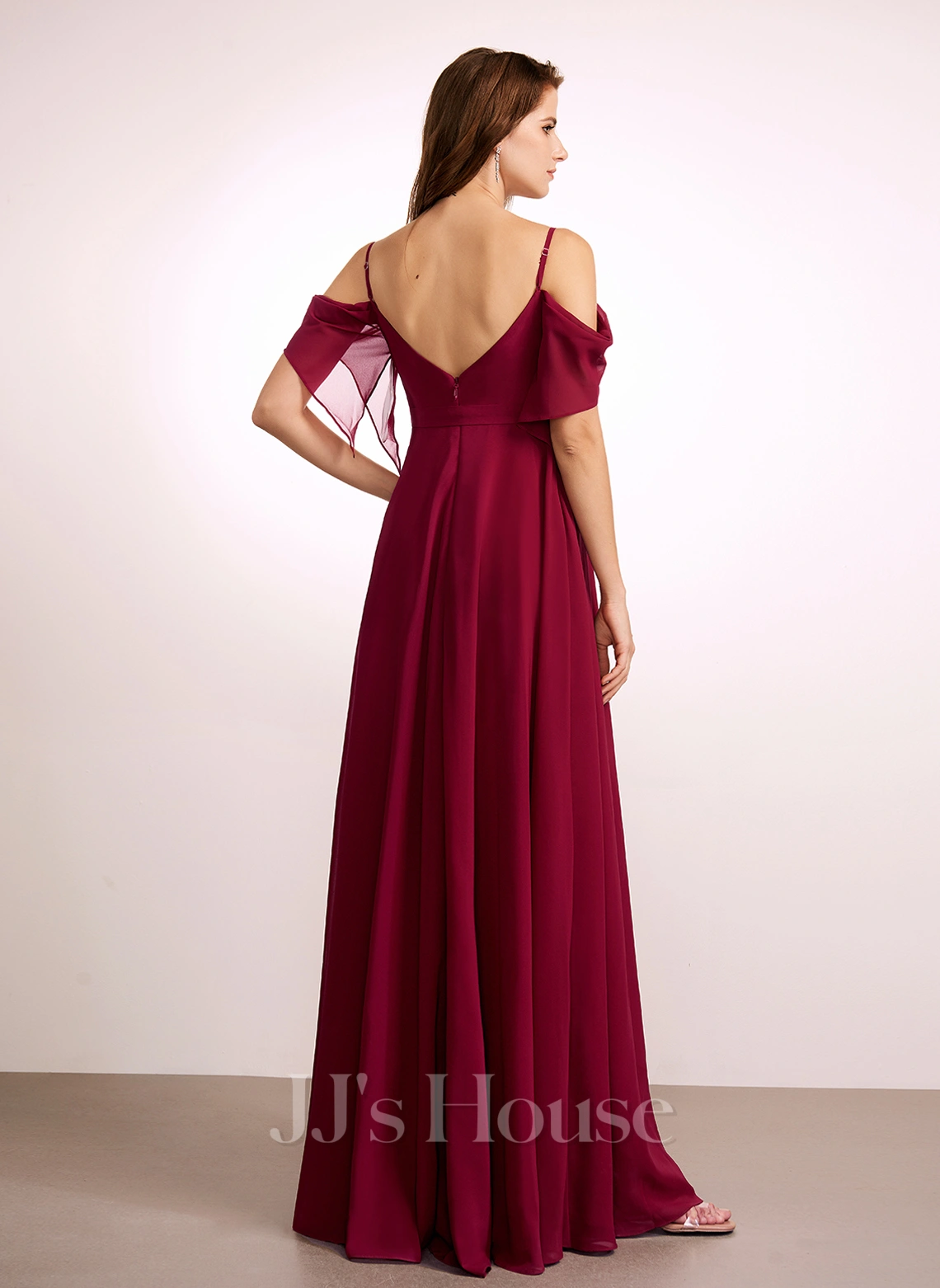 JJsHouse Robe Trapèze Col V Longueur Ras Du Sol Mousseline Robe De Demoiselle D'honneur - Enceinte 5 JJsHouse Robe Trapèze Col V Longueur Ras Du Sol Mousseline Robe De Demoiselle D'honneur - Enceinte – Image 5