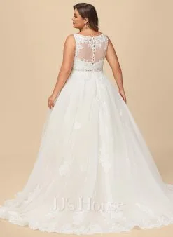 JJsHouse Robe Marquise/princesse Col V Traîne Moyenne Dentelle Tulle Robe De Mariée Avec Brodé Paillettes -Voiles mariée soldes ac118960bcbc2c140f765c2166e69e51