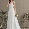 JJsHouse Robe Trapèze Cache Cœur Balayage/pinceau Train Mousseline Dentelle Robe De Mariée