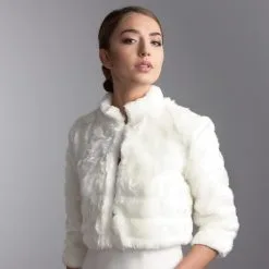 Boléro Mariée Fausse Fourrure Manches 3/4 Ausilia