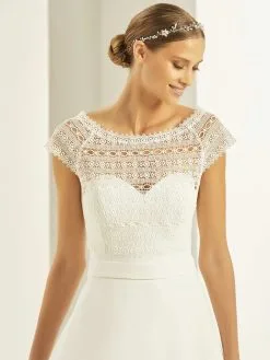 Boléro De Mariage Dentelle Bohème Manches Courtes Kenza