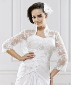 Boléro Mariée Dentelle Ivoire Vanou