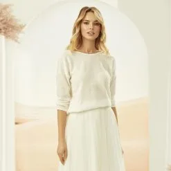 Pull Mariage Ivoire E327 Bianco Evento