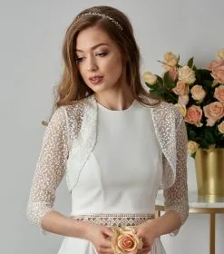 Boléro Mariage Ivoire à Pois Manches 3/4 Judith