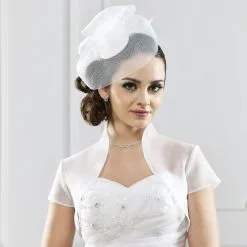 Boléro De Mariée Organza Manches Courtes Luna