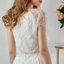 Boléro De Mariée Décoré De Sequins Et Perles Bénédicte 5 Boléro De Mariée Décoré De Sequins Et Perles Bénédicte -Voiles mariée soldes bolero mariage scintillant benedicte