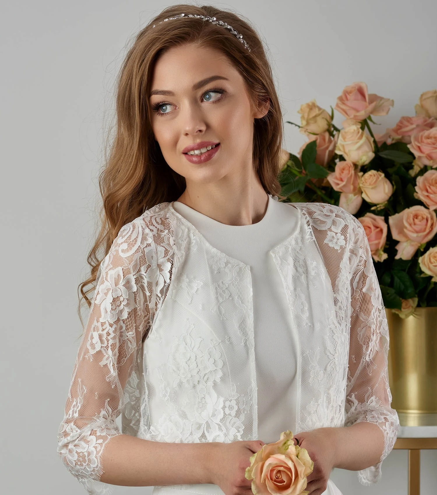 Boléro Mariée Dentelle Française Manches 3/4 Mila 1 Boléro Mariée Dentelle Française Manches 3/4 Mila