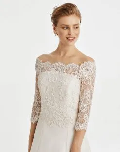 Boléro De Mariage Dentelle Manche 3/4 Eden