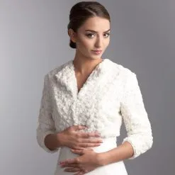 Boléro Mariage Fausse Fourrure Petites Fleurs Adelasia