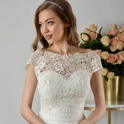 Boléro Mariée Manches Courtes Guipure Ivoire Sylvie