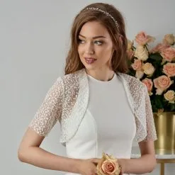 Boléro Mariée Ivoire à Pois Manches Courtes Magali