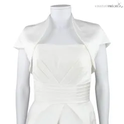 Boléro De Mariage Satin Manches Courtes Clementina 7 Boléro De Mariage Satin Manches Courtes Clementina -Voiles mariée soldes bolero mariee ivoire clementina 2