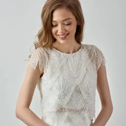 Boléro De Mariée Décoré De Sequins Et Perles Bénédicte