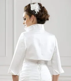 Boléro De Mariée Satin Manches 3/4 Chantal -Voiles mariée soldes bolero mariee satin chantal