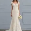 JJsHouse Forme Sirène/trompette Col V Traîne Moyenne Dentelle Robe De Mariée