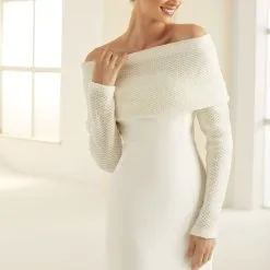 E290 - Bianco Evento – Boléro Mariage Laine Manches Longues