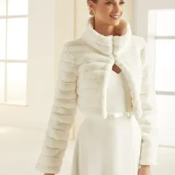 E305 - Bianco Evento – Veste Mariage Hiver En Fausse Fourrure