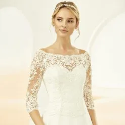 E322 - Bianco Evento - Boléro Mariée Ivoire En Dentelle