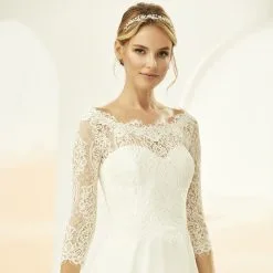 E331 - Bianco Evento - Boléro Mariage Dentelle Manches 3/4