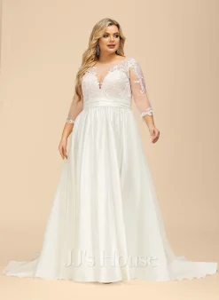 JJsHouse Robe Marquise/princesse Traîne Moyenne Dentelle Satiné Robe De Mariée Avec Plissé -Voiles mariée soldes e57b77493f7311252d3a7932ccc6a33d