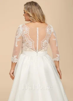 JJsHouse Robe Marquise/princesse Traîne Moyenne Dentelle Satiné Robe De Mariée Avec Plissé -Voiles mariée soldes e962b67e413f16a34b19eb897f507ebf