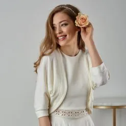 Gilet De Mariée Ivoire En Angora Jemma