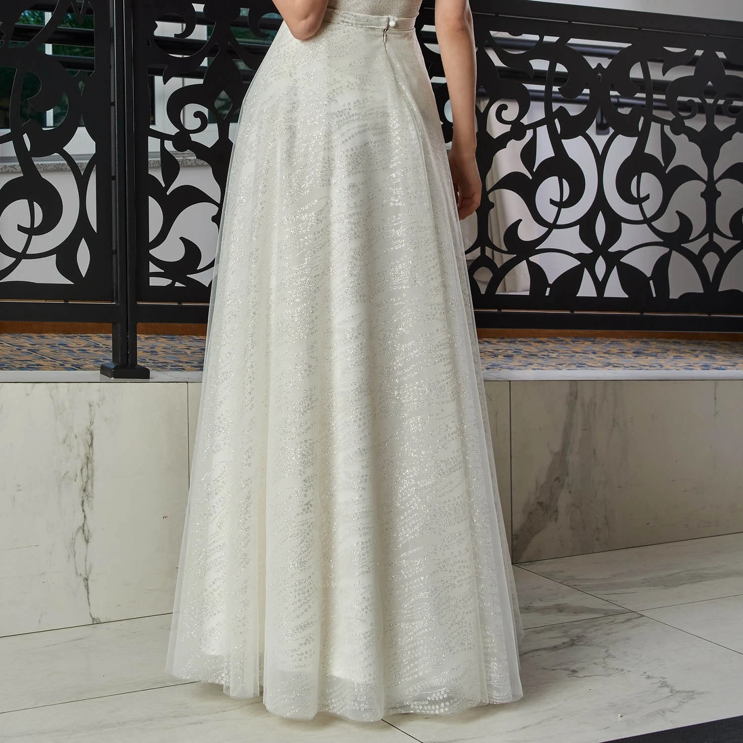 Jupe De Mariage Longue En Tulle Argenté Célia 2 Jupe De Mariage Longue En Tulle Argenté Célia – Image 2