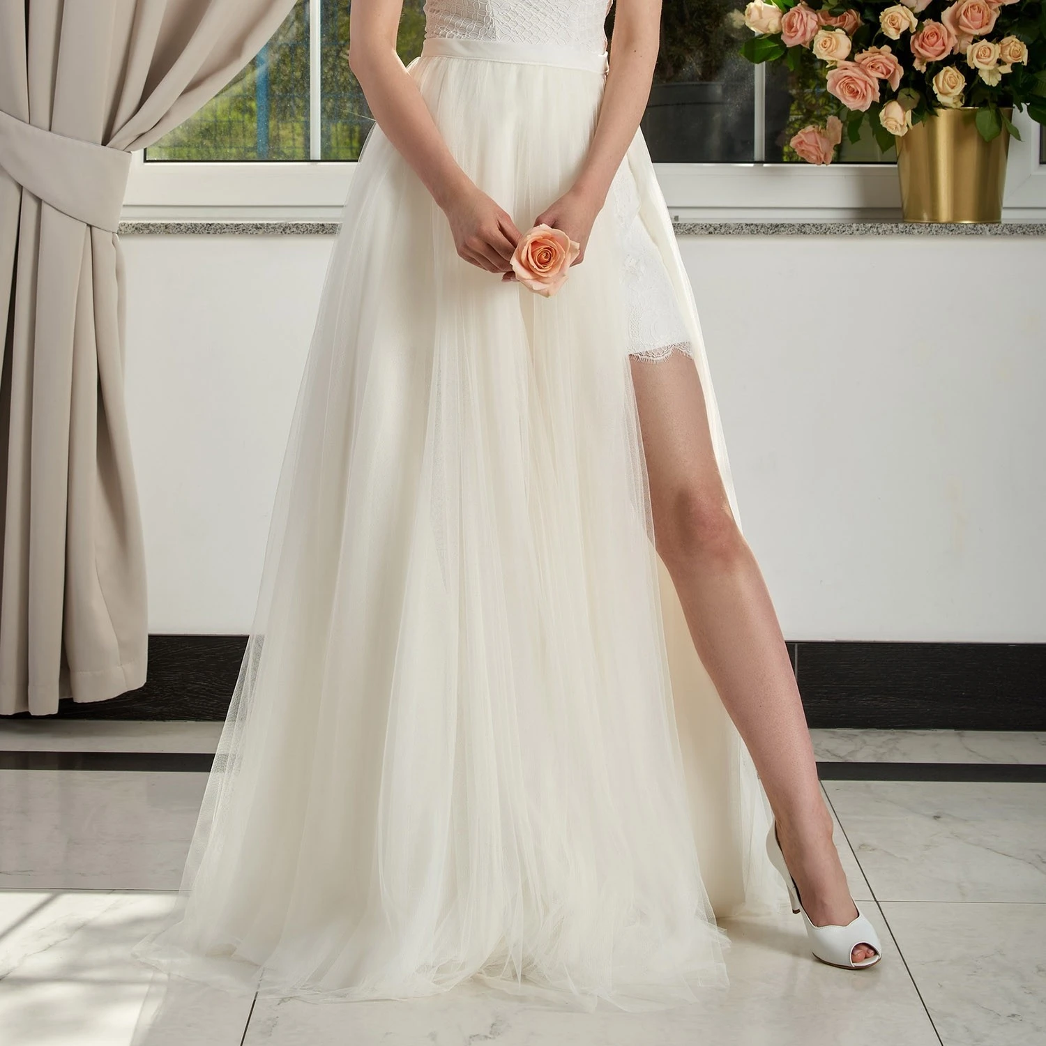 Jupe De Mariage Courte En Dentelle Et Tulle Long Brigitte 1 Jupe De Mariage Courte En Dentelle Et Tulle Long Brigitte