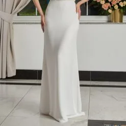 Jupe Mariage Longue En Crêpe Ivoire Kati