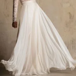 Jupe Mariage Longue En Soie Beige Clair Eugénie