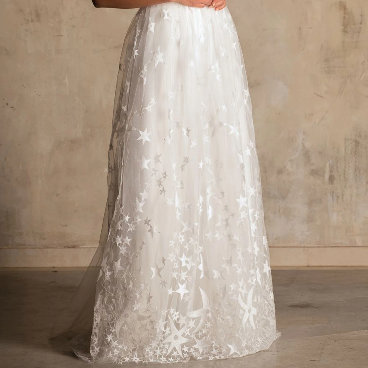 Jupe Mariée Longue Brodées D'étoiles Adonise 1 Jupe Mariée Longue Brodées D'étoiles Adonise