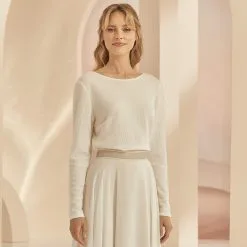 Pull De Mariée Dos Dentelle E344 Bianco Evento