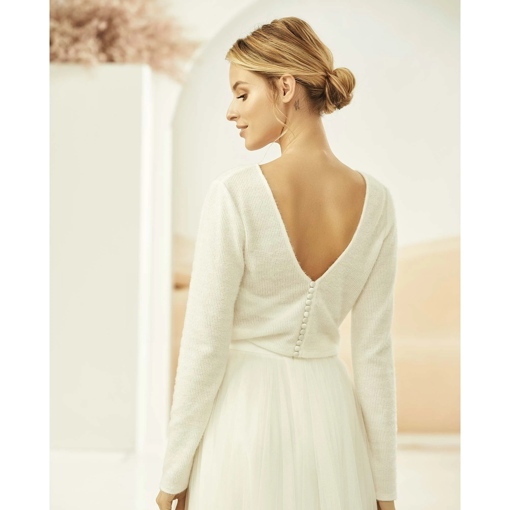 Pull Mariée Effet Cachemire E326 Bianco Evento 2 Pull Mariée Effet Cachemire E326 Bianco Evento – Image 2