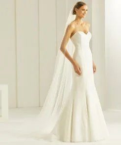 S305 - Bianco Evento Voile 3m Bordure Perles De Verre