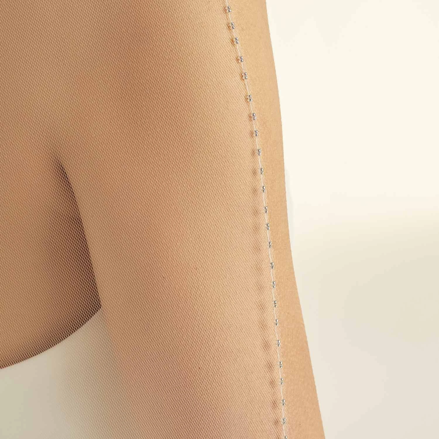 S346 - Bianco Evento Voile Long Bordure Perlée 2 S346 - Bianco Evento Voile Long Bordure Perlée – Image 2