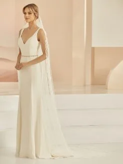 S407 Bianco Evento - Voile Mariée Dentelle à Sequins